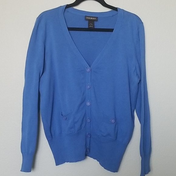 Lane Bryant blue button front v neck cardigan 14/16 - Picture 1 of 6